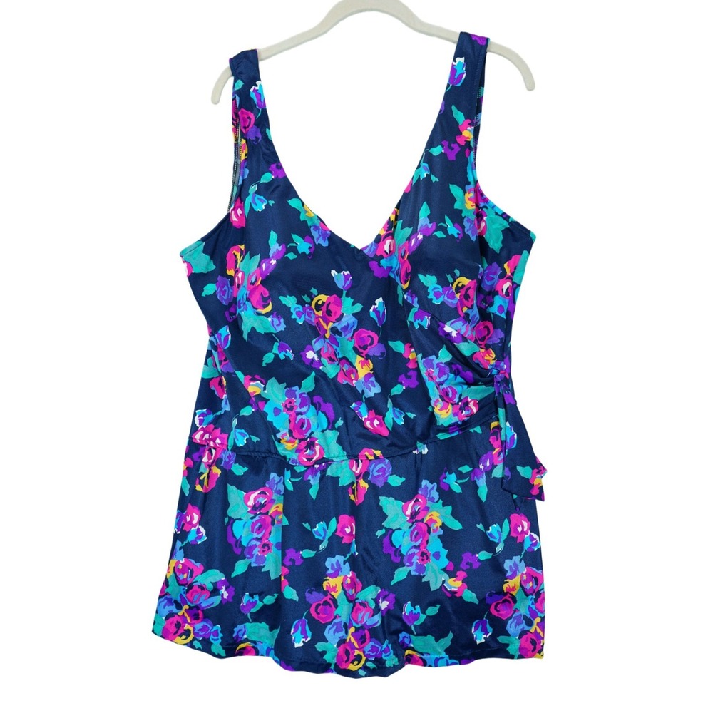 Vintage 80s Maxine of Hollywood Floral‎ Swimsuit Size 26W Made in USA